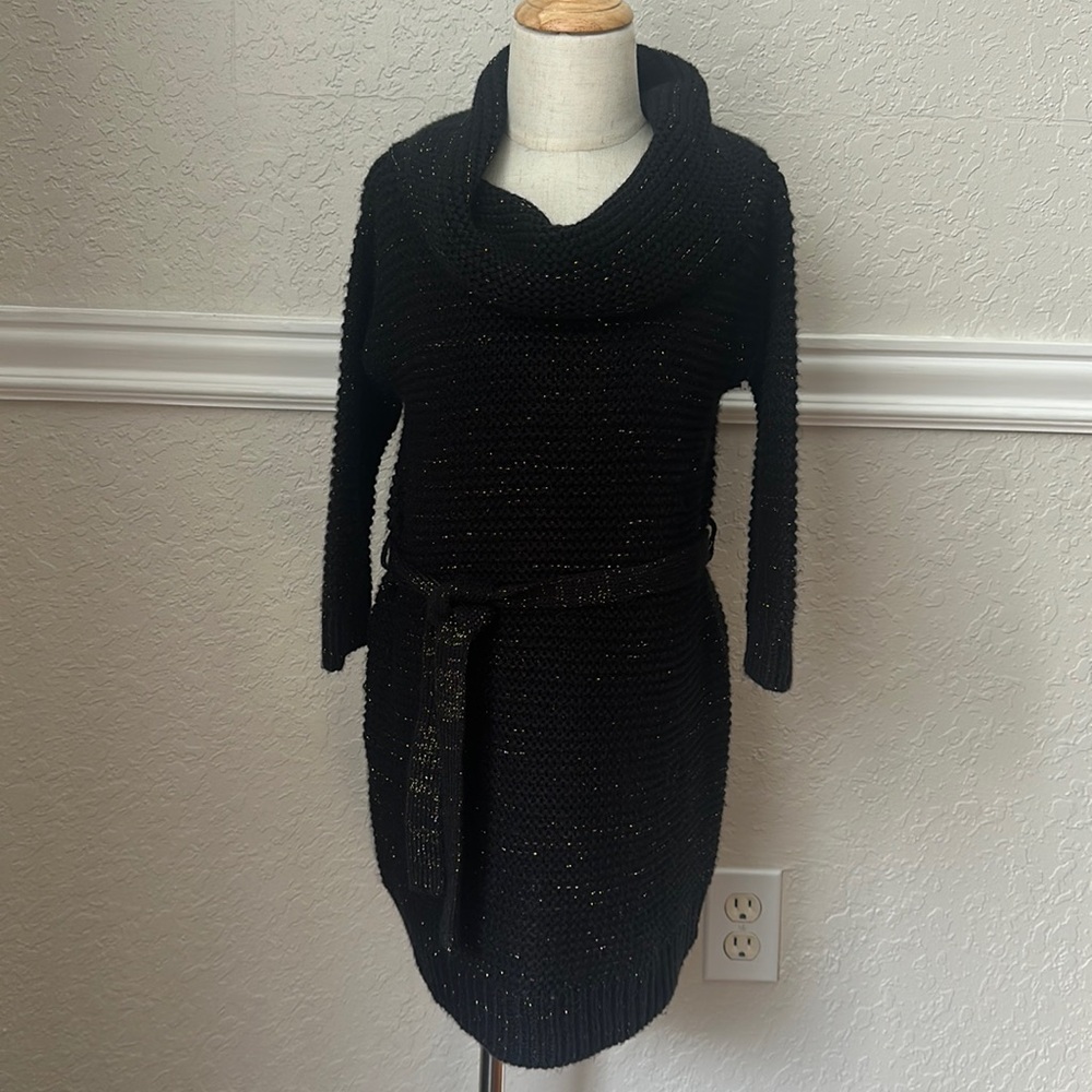 Black and Gold Sweater Dress